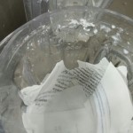PLACE TORN PAPER INTO BLENDER CONTAINER