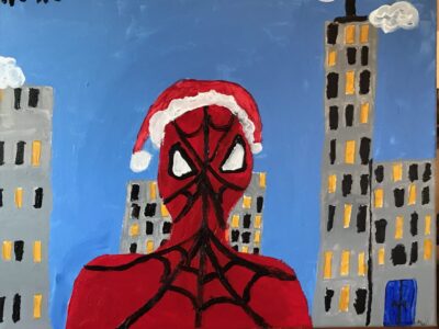 Spiderman Santa 4th grade student painting